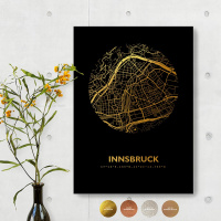 Innsbruck Black Map schwarz rund