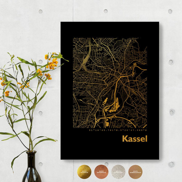 Kassel City Map Black & Angular
