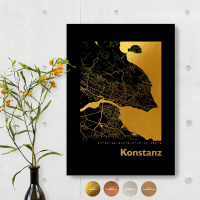 Konstanz City Map Black & Angular