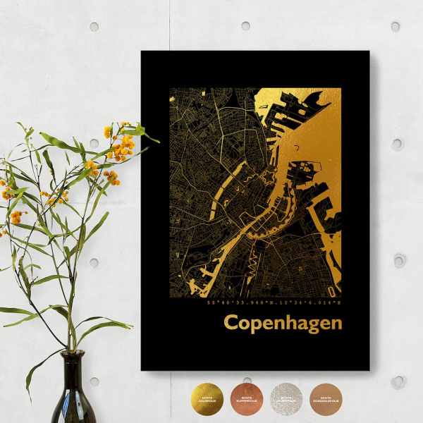 Copenhagen City Map Black & Angular