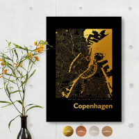 Copenhagen City Map Black &amp; Angular