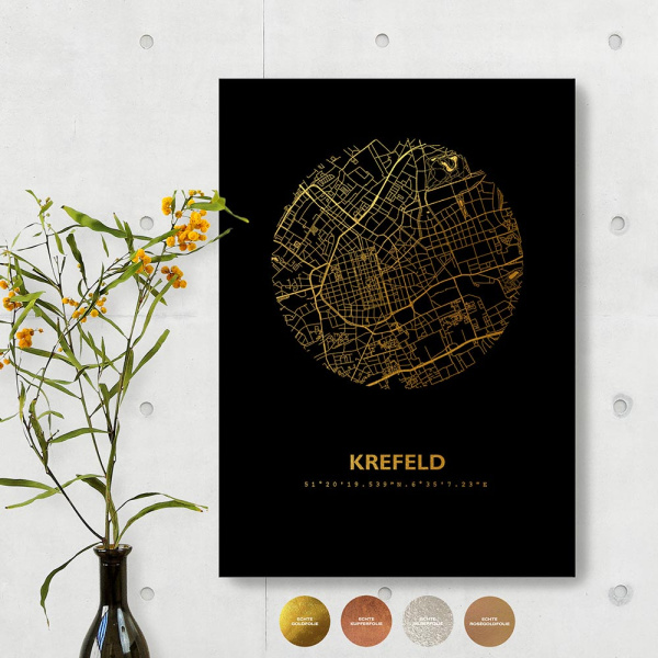 Krefeld City Map Black & Circle