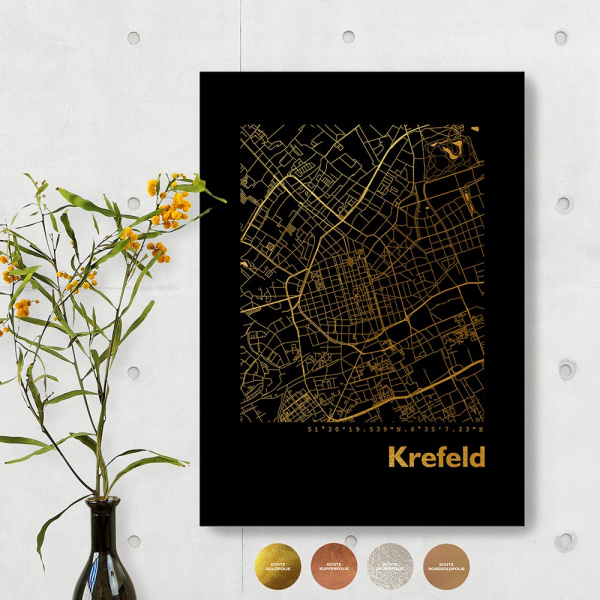 Krefeld City Map Black & Angular