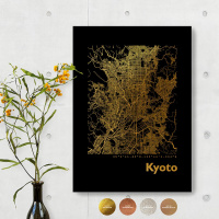 Kyoto City Map Black & Angular