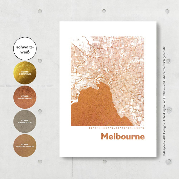 Melbourne Karte Eckig