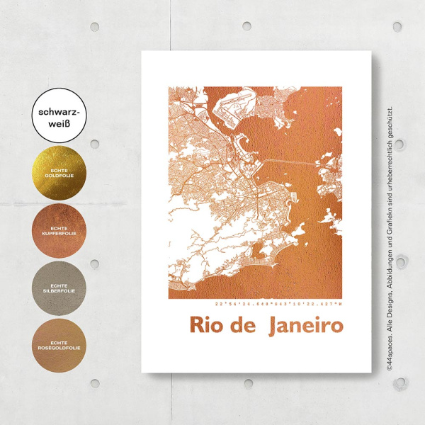 Rio de Janeiro Karte Eckig