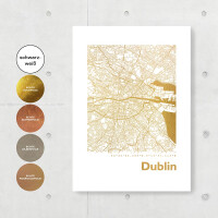 Dublin Karte Eckig gold | A3