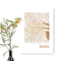 Dublin Karte Eckig gold | A3